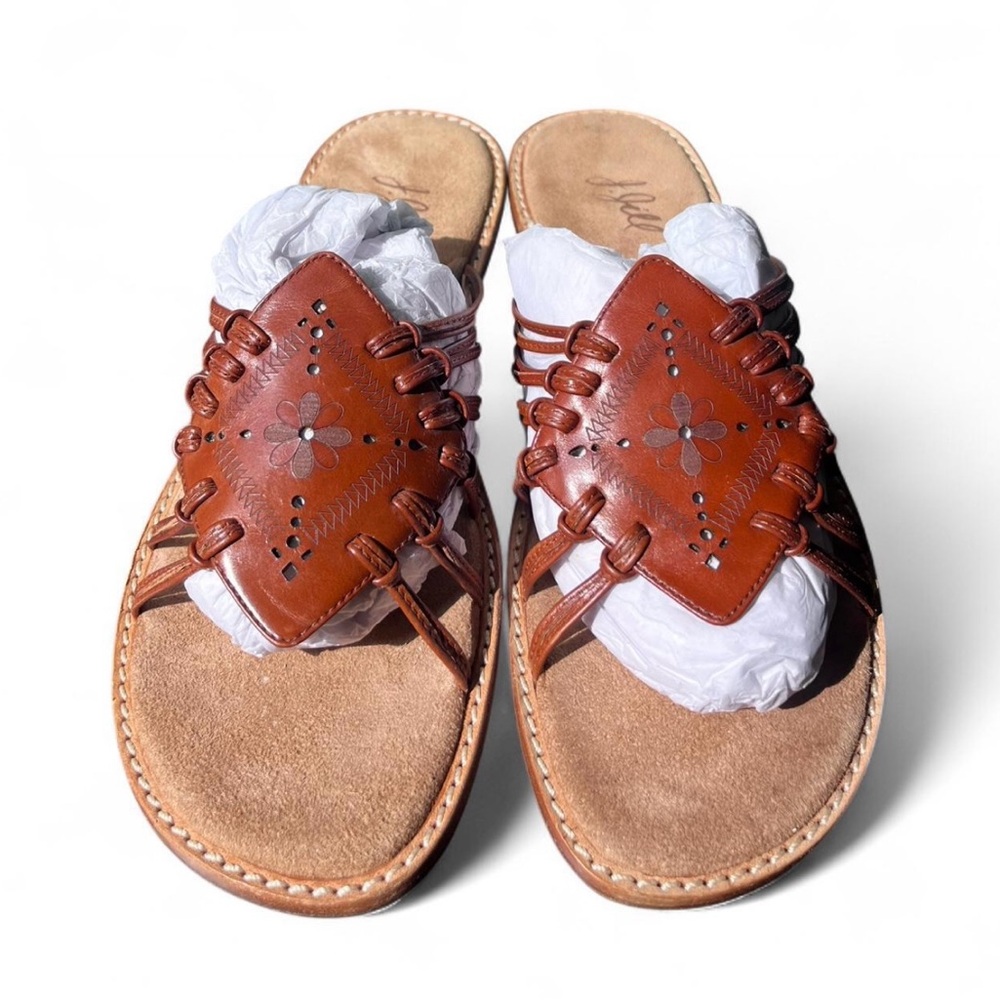 J. Jill Brown Leather Cutout Mules Sandals Size 7.5